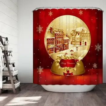 Häid Jõule Dušš Kardin Santa Claus Vannitoa Komplekt Lumememm Bell Muster Vann Kardinad Mitte Tõsta Wc Kaas Põranda Matt Vaipa