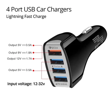 Sooja 4 in 1 autolaadija Adapter,Quick-Charge 3.0 USB Laadija kooskõlas mis Tahes Telefon iPhone Samsung&Tabletid