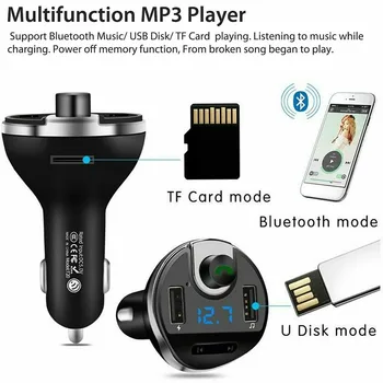 Traadita autolaadija Bluetooth-FM-Transmitter-MP3-Raadio Adapter Auto Kiire USB Laadija ja Handsfree